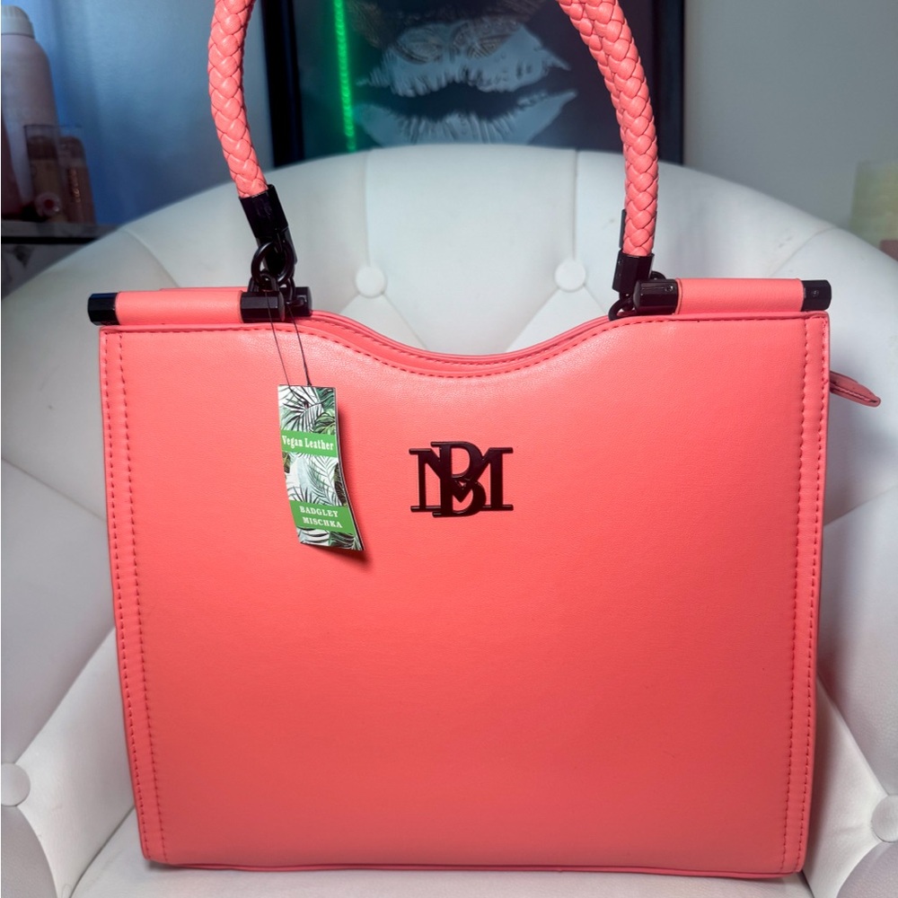 Brand New Badgley Mischka Handbag Tote Coral Color